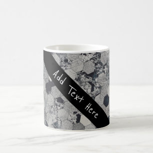 Geometric Grey, White and Black Hexagon Pattern Coffee Mug