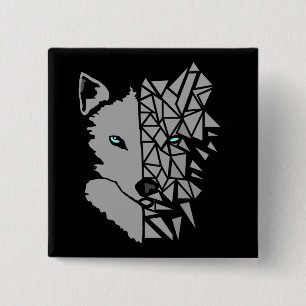Geometric Grey Wolf 15 Cm Square Badge