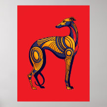 Geometric Greyhound Art Deco in Vivid Colour