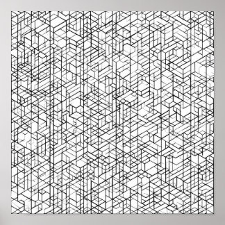 Geometric Grid Coloring Page Decoupage Template Poster