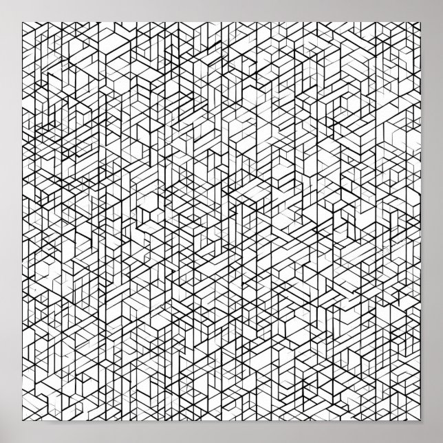 Geometric Grid Coloring Page Decoupage Template Poster (Front)