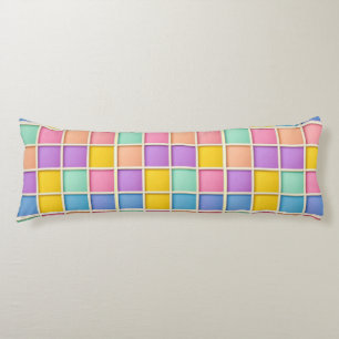 🎨 Geometric Grid Vibrant Home Style Art ✨ Body Cushion