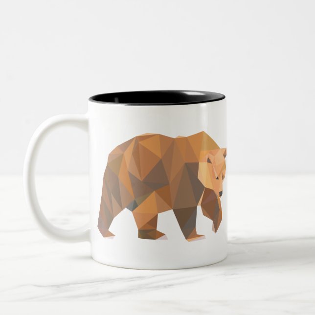 Geometric Grizzly Bear Two-Tone Coffee Mug (Left)