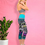 Geometric Grunge Colourful Retro 80s Fun Abstract Capri Leggings<br><div class="desc">This fun,  colourful retro 80's inspired design was created using my original geometric doodle art with fun splashes of paint in bright pink,  yellow,  purple,  and blue and has a grungy distressed feel and whimsical botanical and elements.</div>