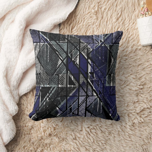 Geometric grunge print cushion (Blanket)