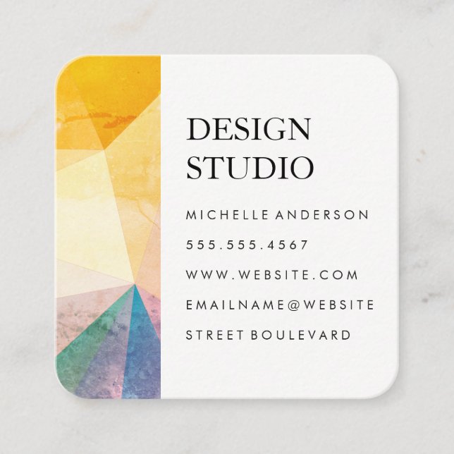 Geometric (grunge) square business card (Front)
