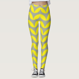 Geometric half circle yellow & grey color design leggings