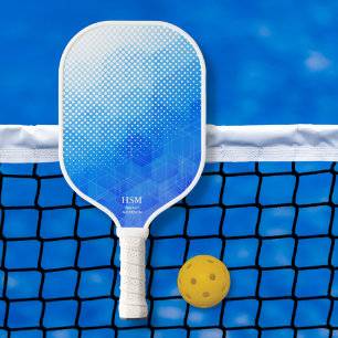 Geometric Halftone Dots White Blue Gradient Custom Pickleball Paddle