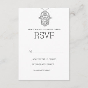Geometric Hamsa wedding RSVP card-grey Card