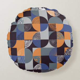 Geometric Handdrawn: Creative Seamless Doodles. Round Cushion