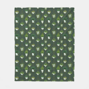 Geometric Hanging Houseplant Pattern Fleece Blanket