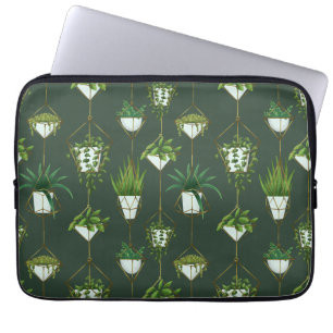 Geometric Hanging Houseplant Pattern Laptop Sleeve