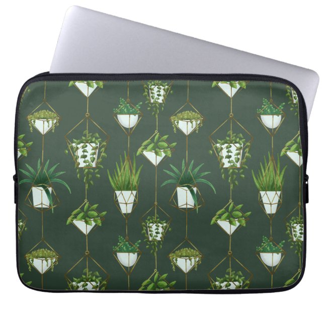 Geometric Hanging Houseplant Pattern Laptop Sleeve (Front)