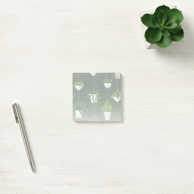 Geometric Hanging Houseplant Pattern Post-it Notes (Office)