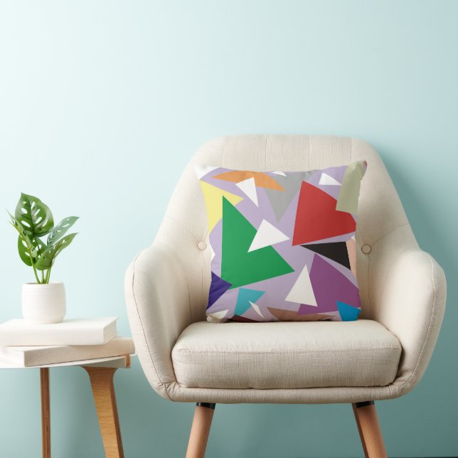 Geometric Harmony: Abstract Multicolored Cushion (Chair)