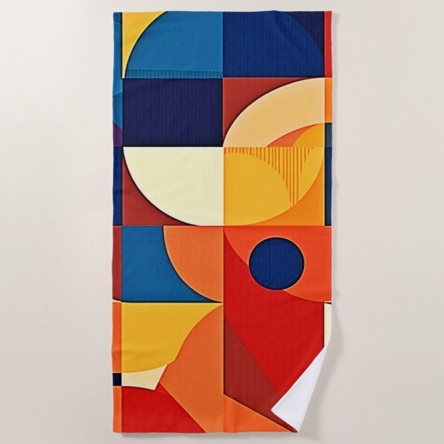 Geometric Harmony: Artful Design Beach Towel (Front)