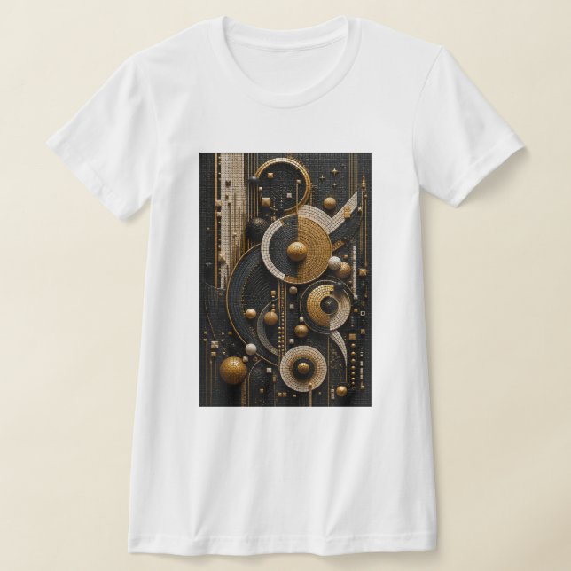 Geometric Harmony in 3D Micro Mosaic T-Shirt (Laydown)