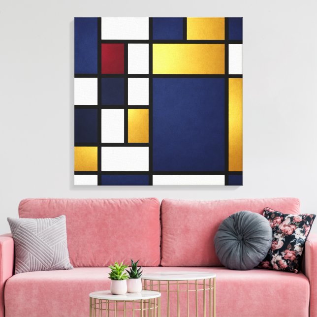 Geometric Harmony – Midnight Luxury Canvas Print (Insitu(LivingRoom))