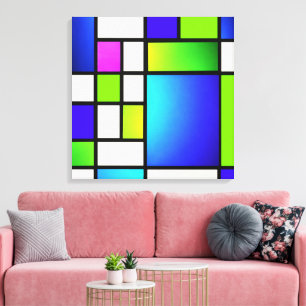 Geometric Harmony – Modern Neon Canvas Print