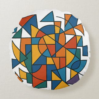Geometric Harmony Round Cushion
