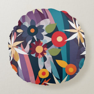 Geometric Harmony Round Cushion