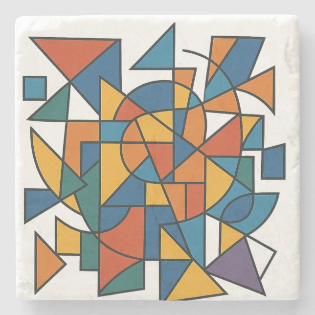 Geometric Harmony Stone Coaster (Front)