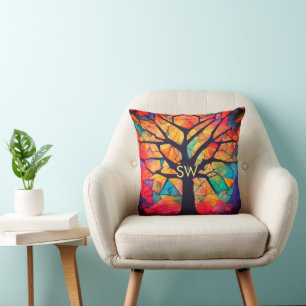geometric healing colourful yoga coach add letter cushion