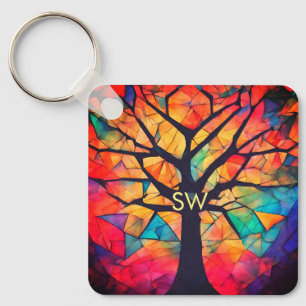 geometric healing colourful yoga coach add letter key ring