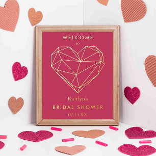 Geometric Heart Valentine's Day Bridal Shower Foil Prints