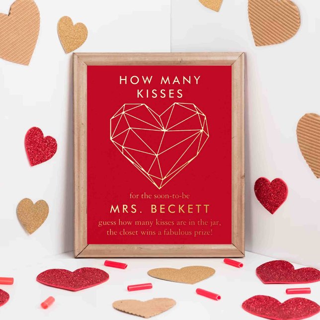 Geometric Heart Valentine's Day Bridal Shower Foil Prints (Creator Uploaded)