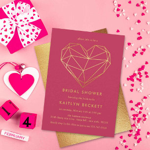 Geometric Heart Valentine's Day Bridal Shower Invitation