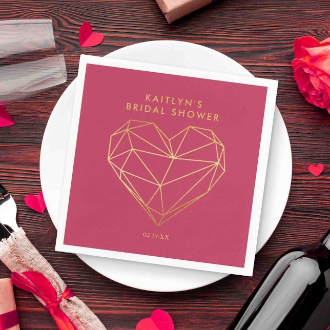 Geometric Heart Valentine's Day Bridal Shower Napkin (Creator Uploaded)