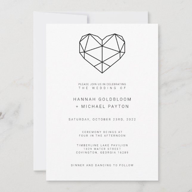 Geometric Heart Wedding Invitation (Front)