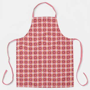 Geometric Hearts & Flowers Rose Pink Large Apron