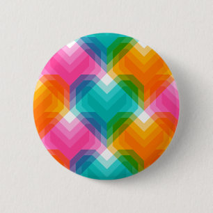 Geometric hearts in psychedelic colours (1) 6 cm round badge