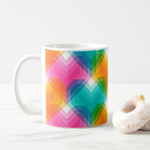Geometric hearts in psychedelic colours (1) coffee mug