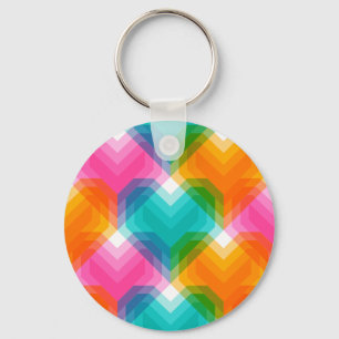 Geometric hearts in psychedelic colours (1) key ring
