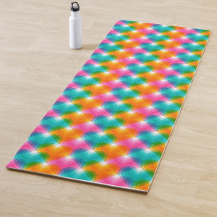Geometric hearts in psychedelic colours (1) yoga mat