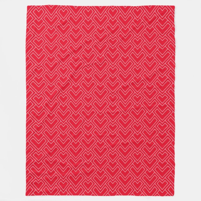 Geometric Hearts Throw Pillow Fleece Blanket (Front)
