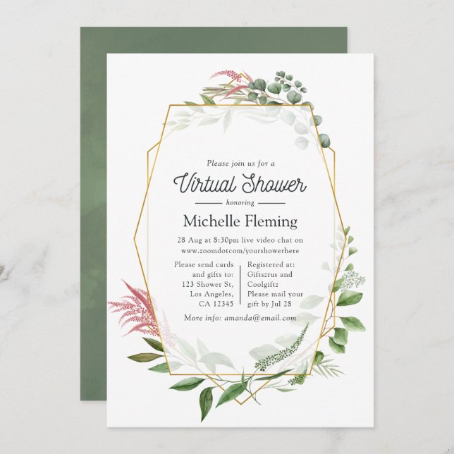 Geometric Herbarium Virtual Shower Invitation (Front/Back)