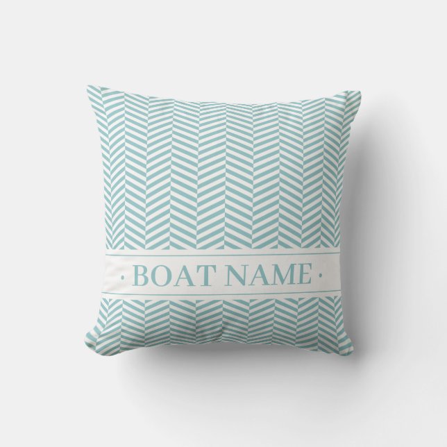 Geometric Herringbone Decor. Aqua. Cushion (Front)