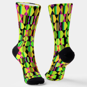 Geometric Hexagon and Triangle in Yellow and Black Socks