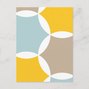 Geometric Hexagon Circle Yellow Blue Pattern Postcard