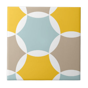 Geometric Hexagon Circle Yellow Blue Pattern Tile