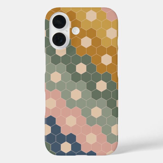 Geometric Hexagon Floral Shapes Earthy Green Pink Case-Mate iPhone Case (Back)