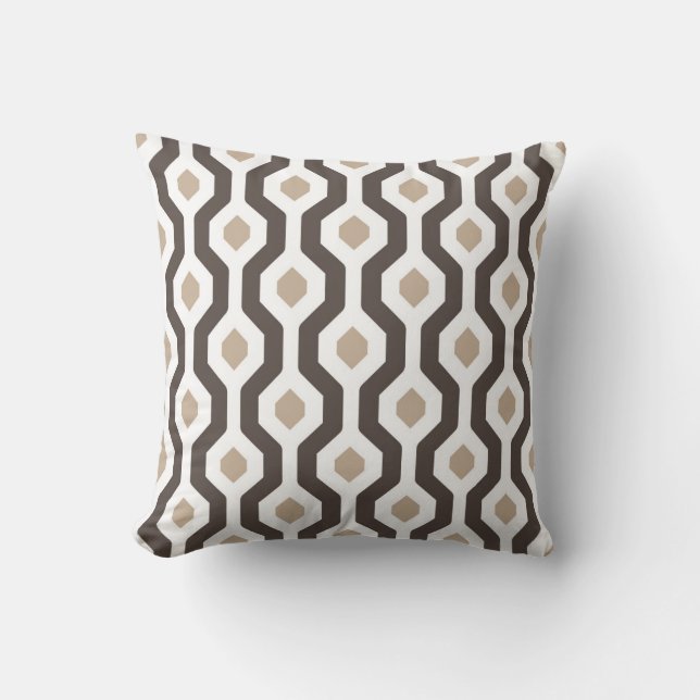 Geometric Hexagon Link Pattern Brown Cushion (Front)