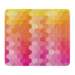 Geometric Hexagon Shapes Pink yellow Cutting Board