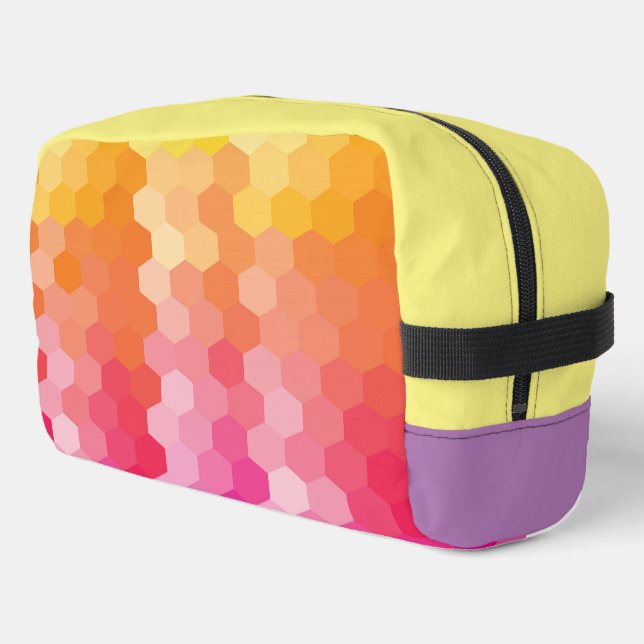 Geometric Hexagon Shapes Pink yellow Dopp Kit (Left Corner)