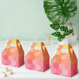 Geometric Hexagon Shapes Pink Yellow Favour Box