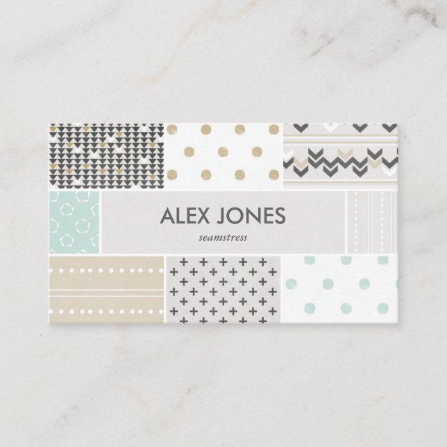 Geometric Hipster Patterns Business Card (Front)